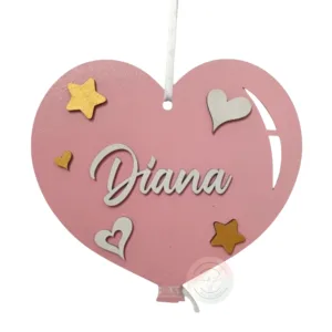 Fiocco nascita - palloncino a cuore