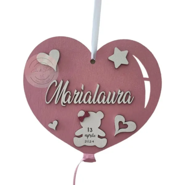 Fiocco nascita - palloncino a cuore
